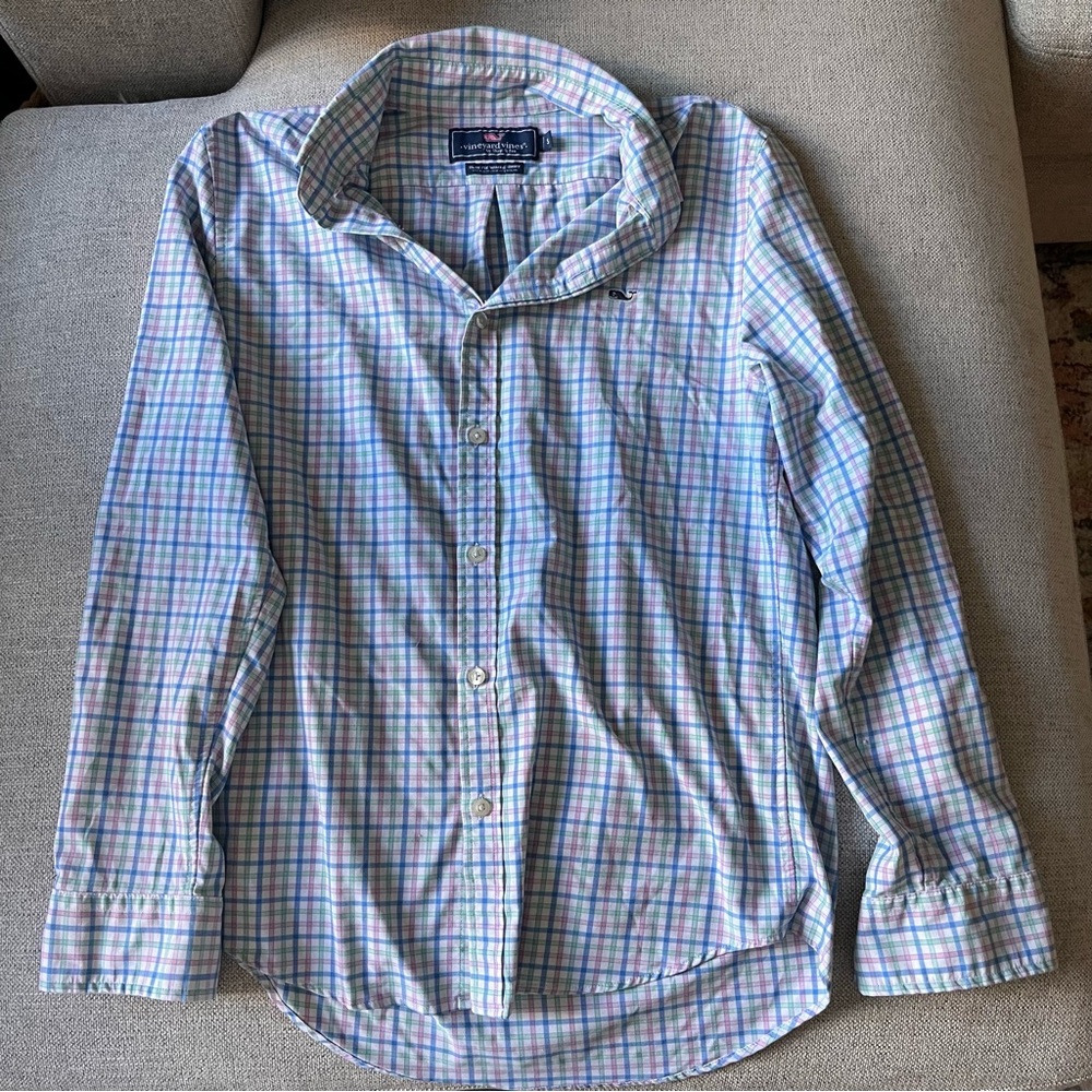 Checkered vineyard vines button down dress shirt